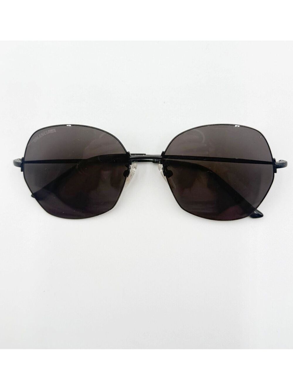 Balenciaga BB0014S Black Grey Geometric‎ Hexagonal Metal Sunglasses 58-17-145